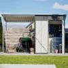Durable 5x3FT Galvanized Steel Shed & Gazebo Combo, Easy Assembly Lean-To Storage with Open Pergola, All-Weather 2-in-1 Garden Shed for Tool Storage, Patio, Backyard  - Image 3