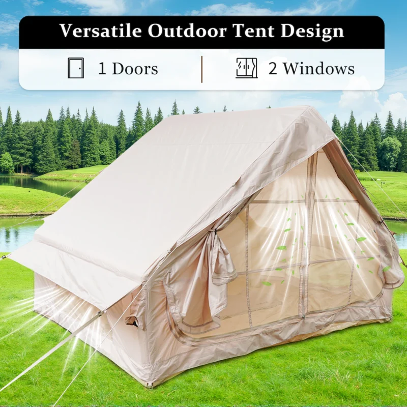Inflatable Tent With Pump,Glamping Tents For 4-6 Person, Easy Setup 4 Season Waterproof Outdoor Tent,Waterproof Luxury Glamping Tent with 12 Mesh Window - Image 10