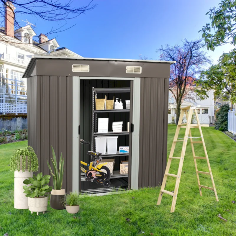 6ft x 4ft Outdoor Metal Storage Shed - Image 7