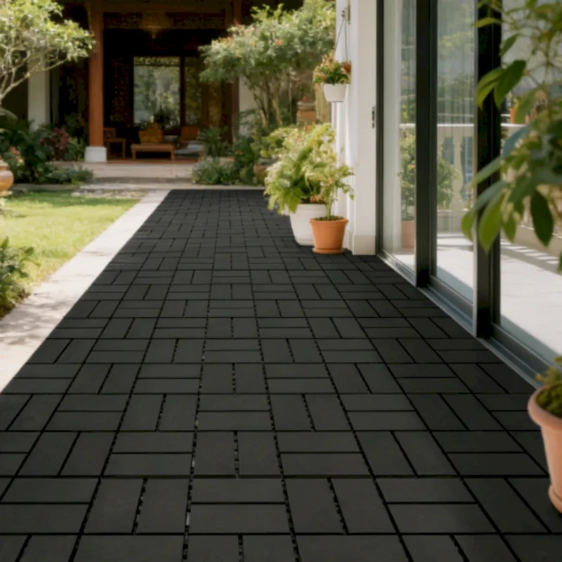 Plastic interlocking decking tiles, 44 packs of terrace decking tiles, 12 inches x 12 inches waterproof for all-weather use, backyard pool decking tiles, dark gray - Image 3