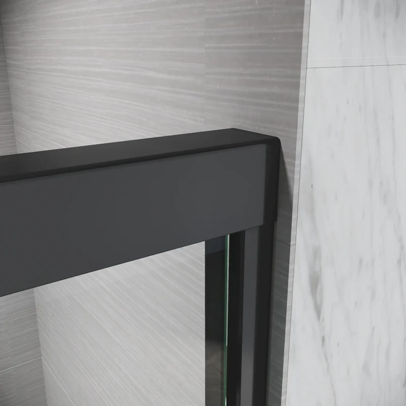 Sliding Shower Glass Door 56-60 in. W x 72 in. H, Adjustable Semi Frameless Shower Door, Certified Thick Clear Clear Tempered Glass, 304 Stainless Steel Handles, Black Finish - Image 6