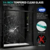 60'' W x 74'' H Door Sliding Frameless Shower Door with 6mm Tempered Glass LYM-02 Mat Black  - Image 12