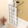 Framed Glass Shower Screen 34" Width x 72"Height with 1/4" 6mm Silk-printing Tempered Glass, Matte black aluminum and support bar, Shower door - Image 17