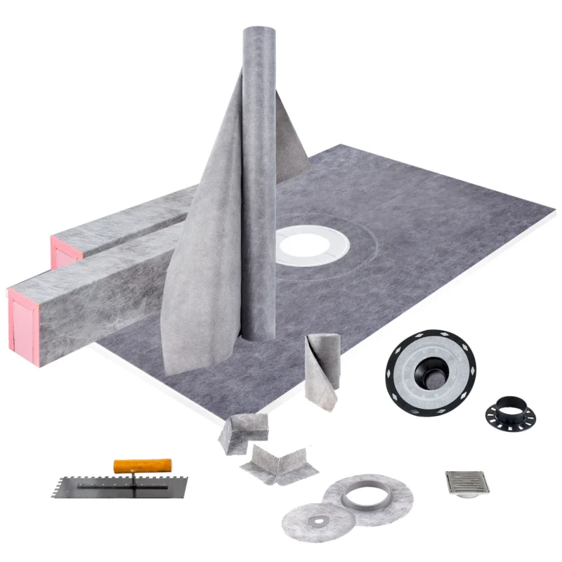 Shower Curb Kit, 38"x60" Watertight Shower Curb Overlay with 4" ABS Central Bonding Flange, 4" Stainless Steel Grate, 2 Cuttable Shower Curb and Trowel, Shower Pan Slope Sticks Fit for Bathroom - Image 10