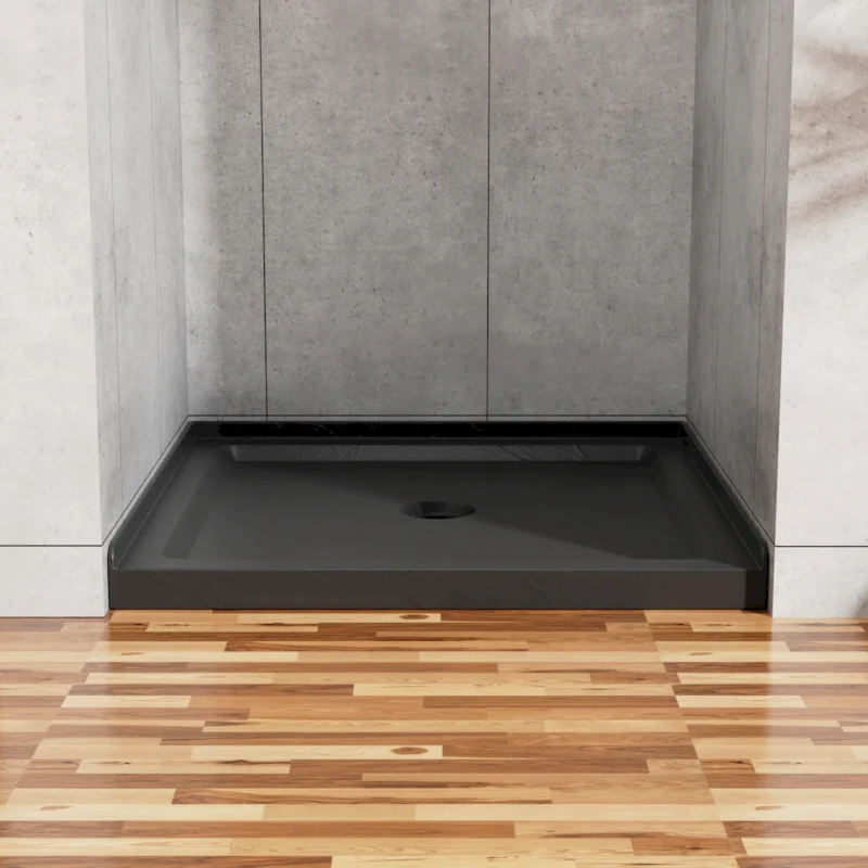 Goodyo 36"x36" Shower Base 3.5" Height Anti-slip Acrylic Center Drain Single Threshold Shower Base in Slate Black - Image 5