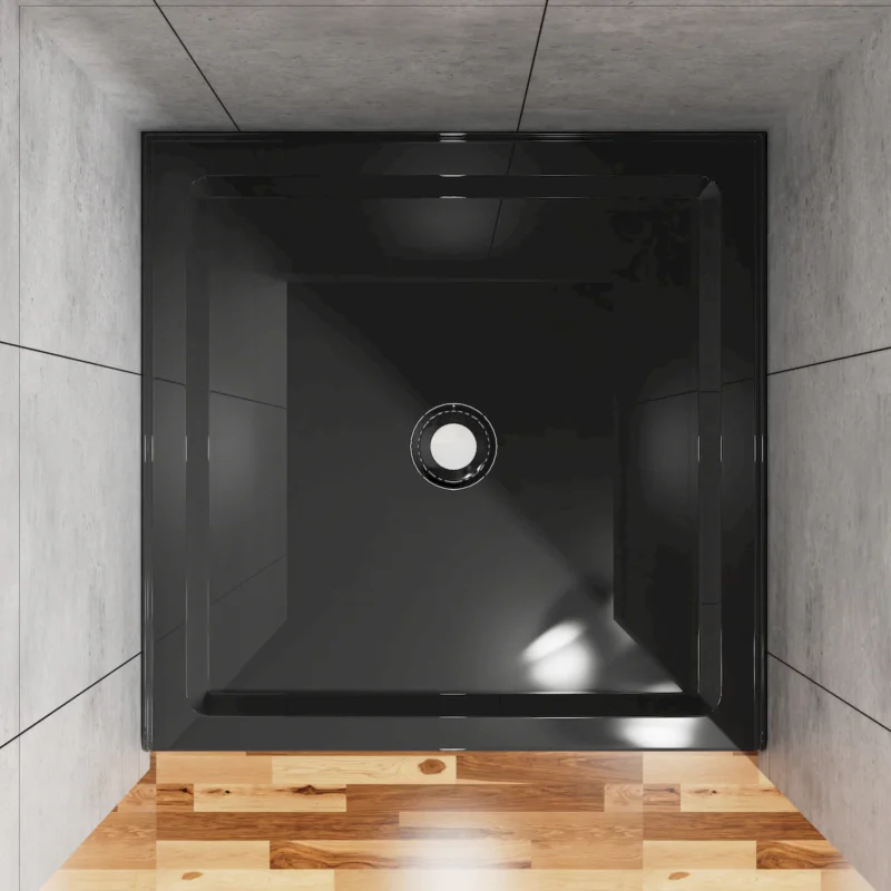 Goodyo 36"x36" Shower Base 3.5" Height Anti-slip Acrylic Center Drain Single Threshold Shower Basin in Black - Image 4