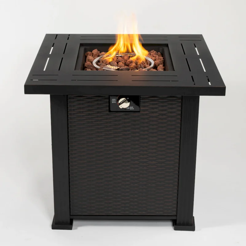 28" Propane Gas Fire Pit Table, 50000 BTU Square Steel Fire Pit for Outside Patio Deck Garden Backyard-Black - Image 11