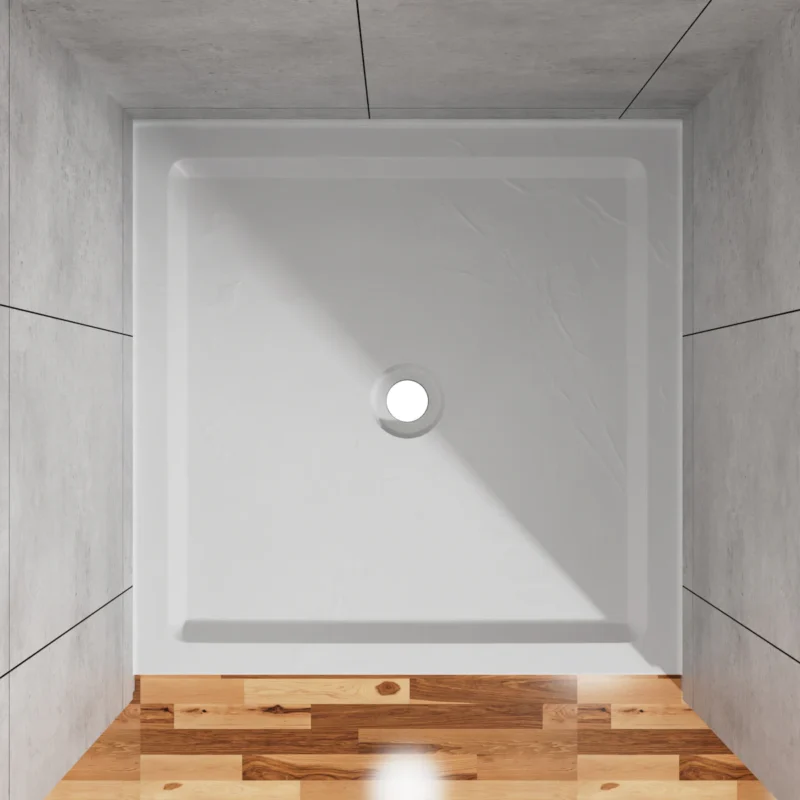 Goodyo 36"x36" Shower Pan 3.3" Height Single Threshold Shower Base in Slate White, Anti-slip Acrylic, Center Drain (no Drain Sets) - Image 6