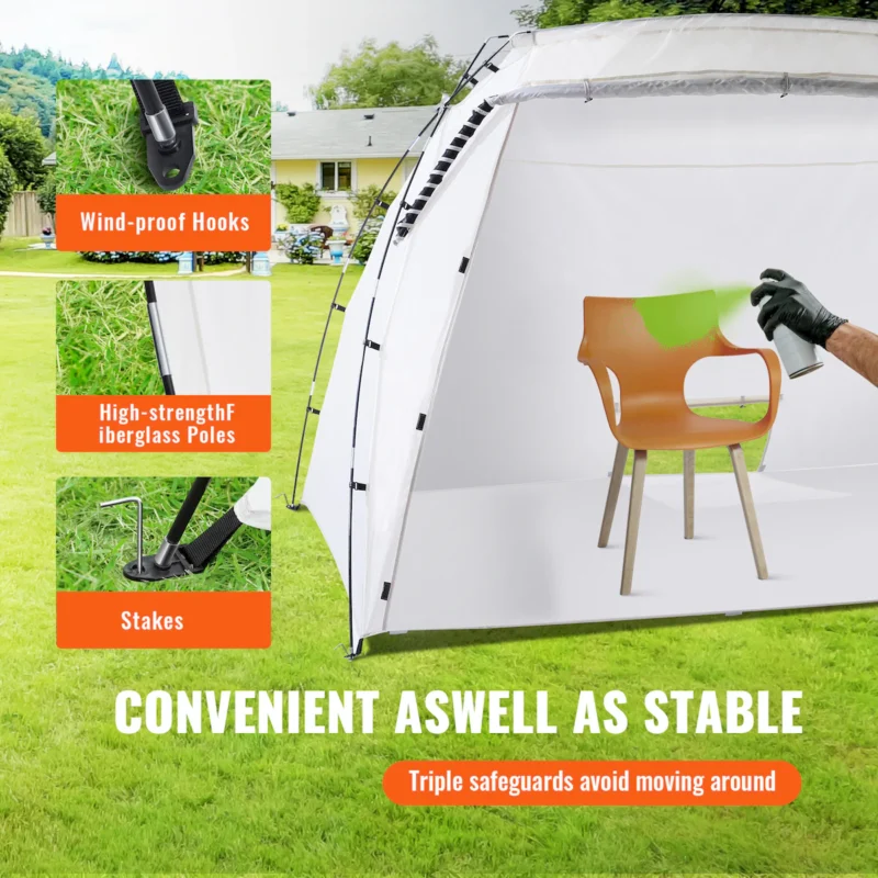 Portable Paint Booth, Larger Spray Paint Tent with Built-in Floor & Mesh Screen, Painting Tent Station for Furniture DIY Hobby Tool, 10x7x6ft Spray Paint Shelter - Image 8