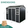 8x4ft Outdoor Resin Garden Shed with Floor and 2 Windows, Plastic Patio Outdoor Storage Shed with Lockable Door for Garden Tools, Bicycles, Trash Cans, Black  - Image 13