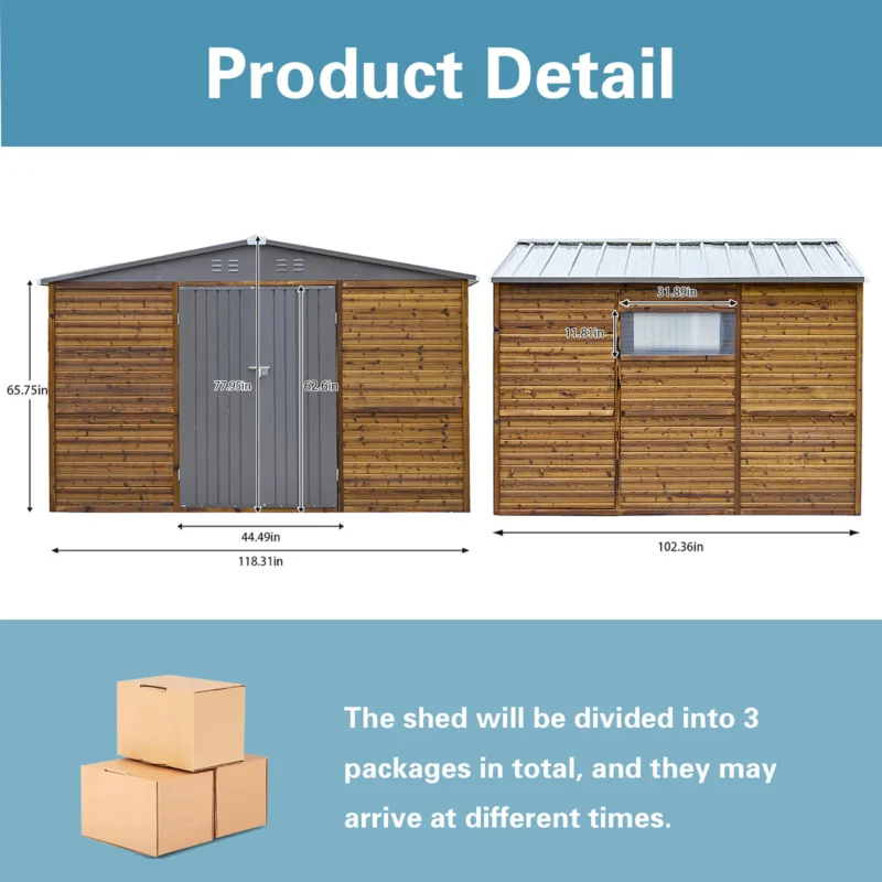 8*10FT Iron-Wood Combination Tool Shed – A Perfect Blend of Nature and Functionality - Image 6