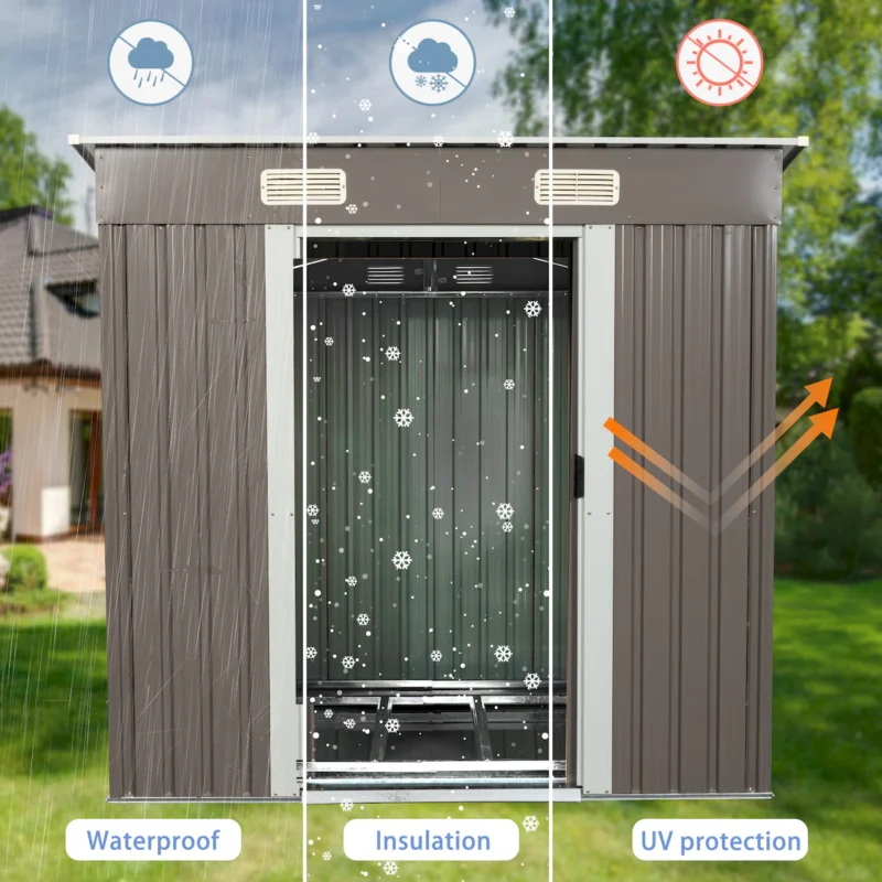 6ft x 4ft Outdoor Metal Storage Shed - Image 6