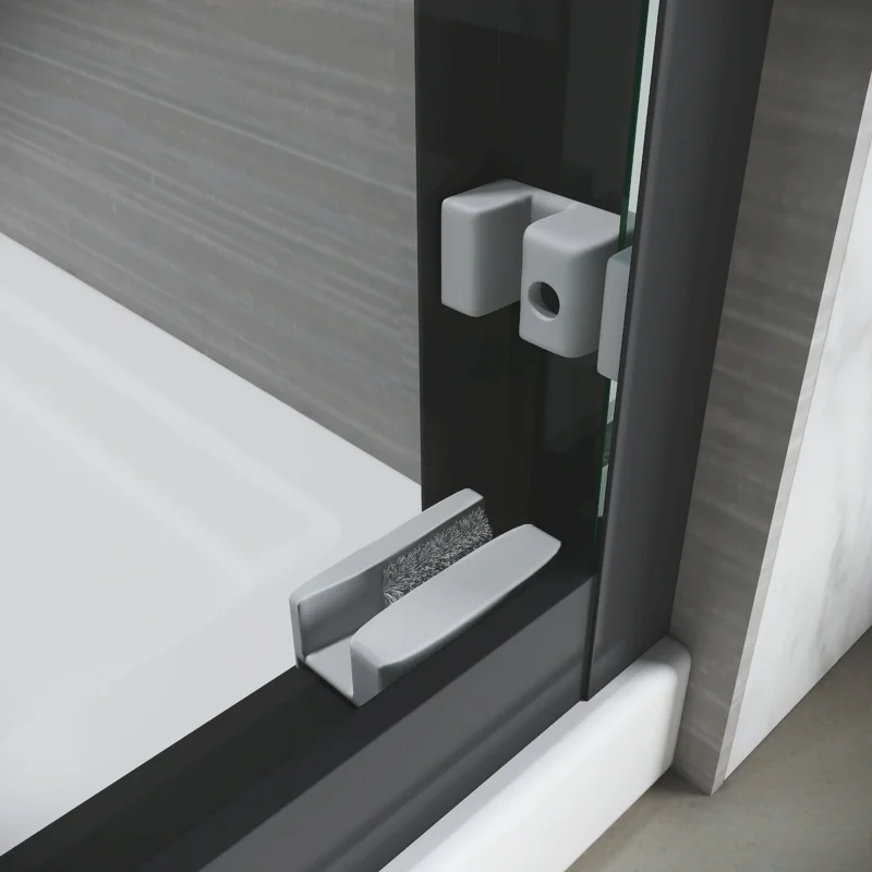 Sliding Shower Glass Door 56-60 in. W x 72 in. H, Adjustable Semi Frameless Shower Door, Certified Thick Clear Clear Tempered Glass, 304 Stainless Steel Handles, Black Finish - Image 5