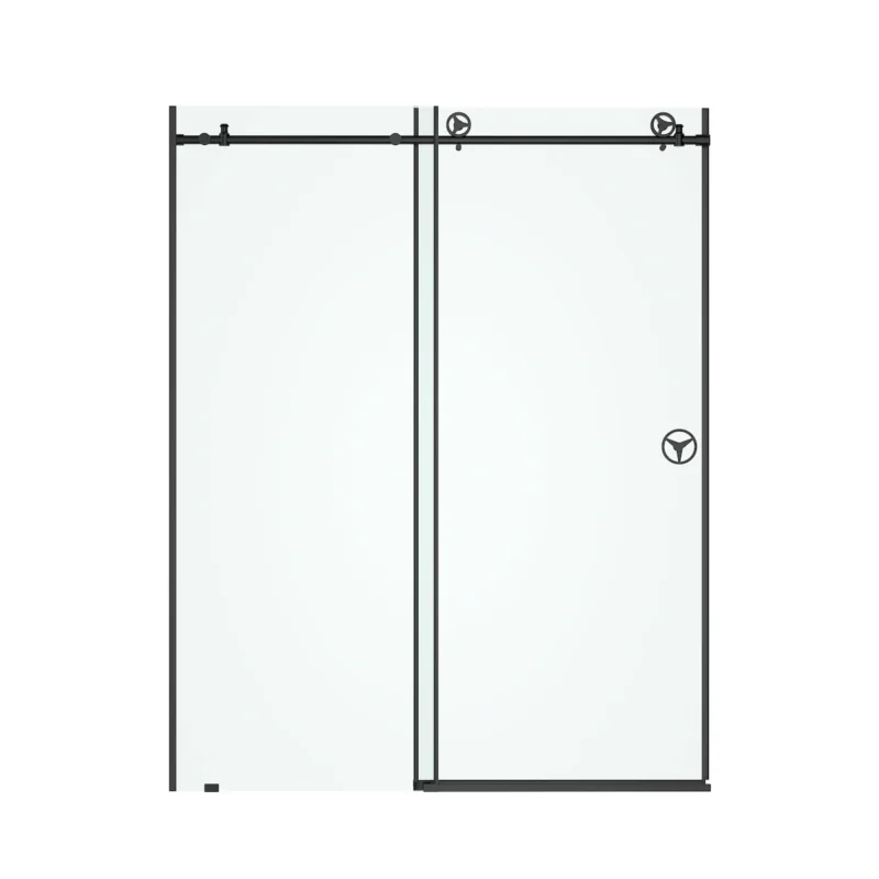 60" W x 76" H Sliding Frameless Shower Door in Matte Black with Clear Glass - Image 11