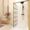Framed Glass Shower Screen 34" Width x 72"Height with 1/4" 6mm Silk-printing Tempered Glass, Matte black aluminum and support bar, Shower door - Image 16
