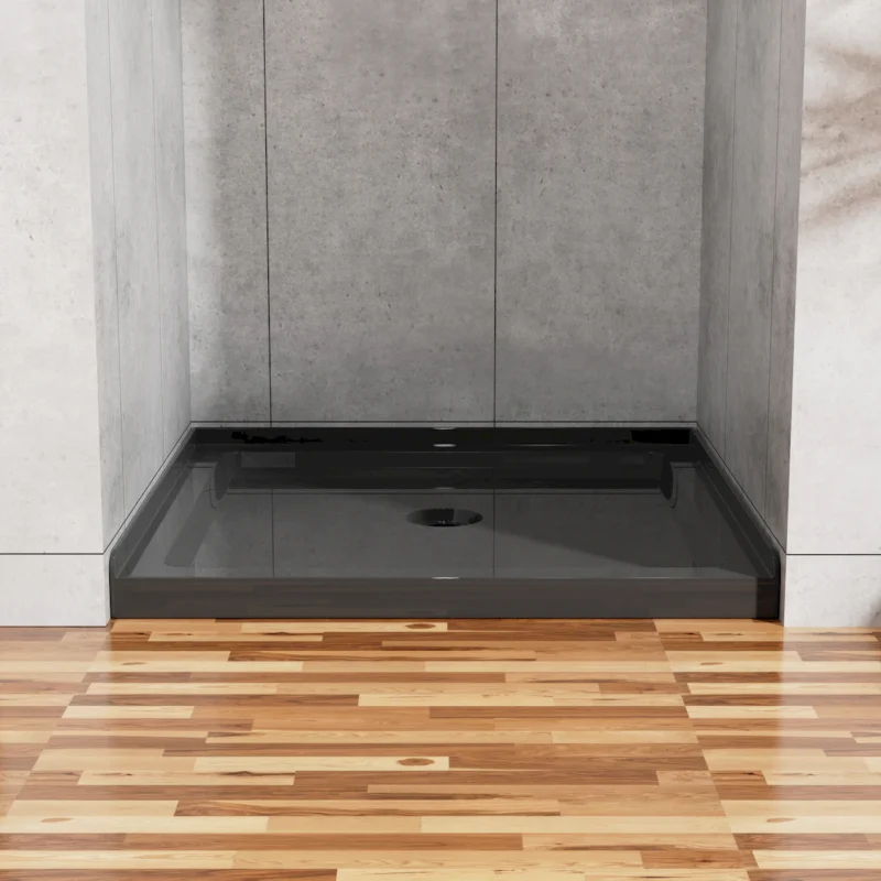 Goodyo 36"x36" Shower Base 3.5" Height Anti-slip Acrylic Center Drain Single Threshold Shower Basin in Black - Image 3
