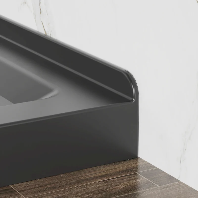 Goodyo 36"x36" Shower Base Anti-slip Acrylic Center Drain Double Threshold Shower Basin in Black - Image 3