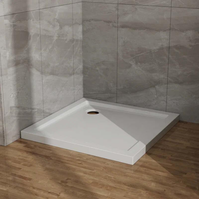 Goodyo 32x32 in Shower Base, Centered Drain No Threshold Shower Pan, White - Image 5