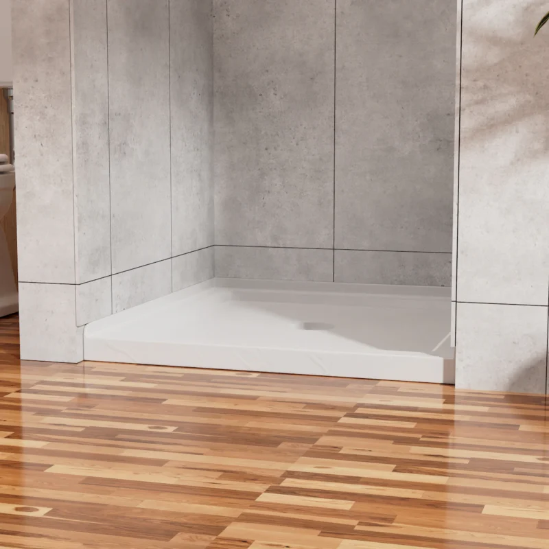 Goodyo 36"x36" Shower Pan 3.3" Height Single Threshold Shower Base in Slate White, Anti-slip Acrylic, Center Drain (no Drain Sets) - Image 5