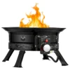 Propane Fire Pit 19-Inch, 53,000 BTU Portable Gas Fire Pit, with Grill Grate & Lava Rocks, Adjustable Flame, Folding Legs,Smokeless Outdoor Firebowl for Camping, Patio, Backyard, Deck, RV, Black - Image 6