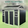 8x4ft Outdoor Resin Garden Shed with Floor and 2 Windows, Plastic Patio Outdoor Storage Shed with Lockable Door for Garden Tools, Bicycles, Trash Cans, Black  - Image 12