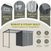 12x4 FT Metal Lean-To Shed with Pergola, 6x4 FT Outdoor Storage Shed & Hardtop Gazebo Combo, 2-in-1 Garden Tool Shed with Open Side for Patio, Backyard, Deck  - Image 11