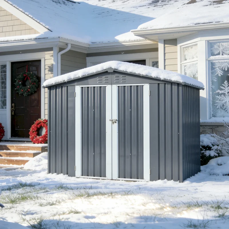 Metal Storage Shed with Double Doors, Heavy-Duty Galvanized Steel Outdoor Garden Shed for Tools, Lawn Equipment, and Yard Storage (72.8"Hx68.9"Dx87.8"W)  - Image 17