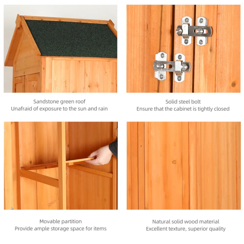 Outdoor Storage Shed Wood Tool Shed Waterproof Garden Storage Cabinet with Lockable Doors for Patio Furniture, Backyard, Lawn, Meadow, Farmland - Image 5