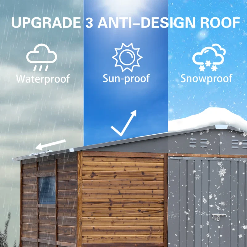8*10FT Iron-Wood Combination Tool Shed – A Perfect Blend of Nature and Functionality - Image 5