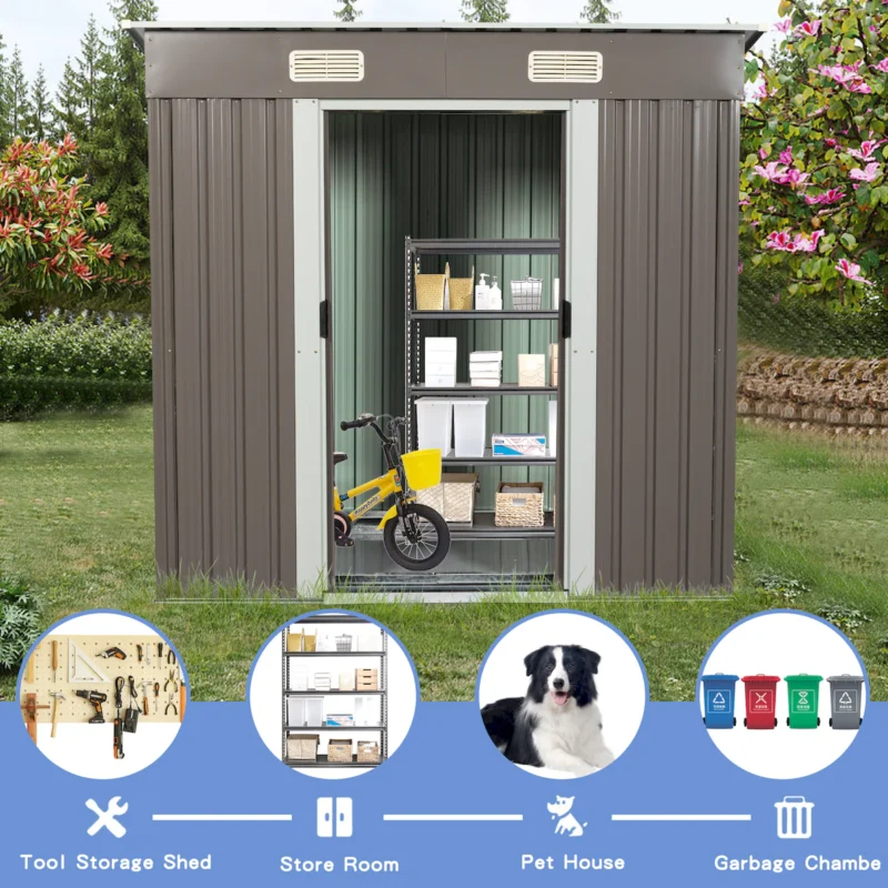 6ft x 4ft Outdoor Metal Storage Shed - Image 5