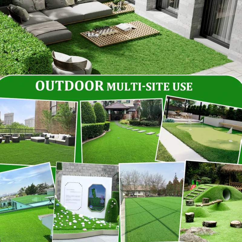 3FTX10FT Outdoor Artificial Grass Runner Rug, Thick Realistic Fake Grass Roll Decor Patio Balcony Garden Lawn, Dog Pets Turf Drain Mat, 1.38" Pile Height - Image 12