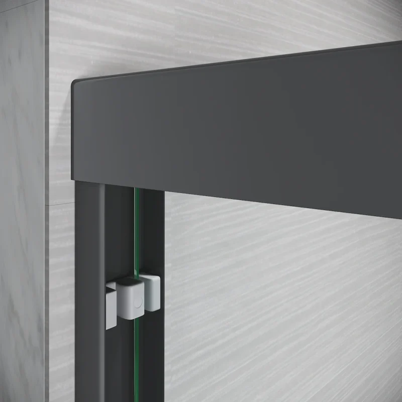 Sliding Shower Glass Door 56-60 in. W x 72 in. H, Adjustable Semi Frameless Shower Door, Certified Thick Clear Clear Tempered Glass, 304 Stainless Steel Handles, Black Finish - Image 4