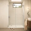 60" W x 78" H Chrome Reversible Installation Double Bypass Sliding Shower Door Easy Installation Frameless Shower Door,5/16"(8MM) Tempered Glass With Nano Explosion-proof Film - Image 3