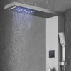 Shower Panel System, 6 Shower Modes, LED & Screen Hydroelectricity Shower Panel Tower, Rainfall, Waterfall, 8 Massage Jets, Tub Spout, Handheld Shower, Stainless Steel Wall-Mounted Shower Set  - Image 6