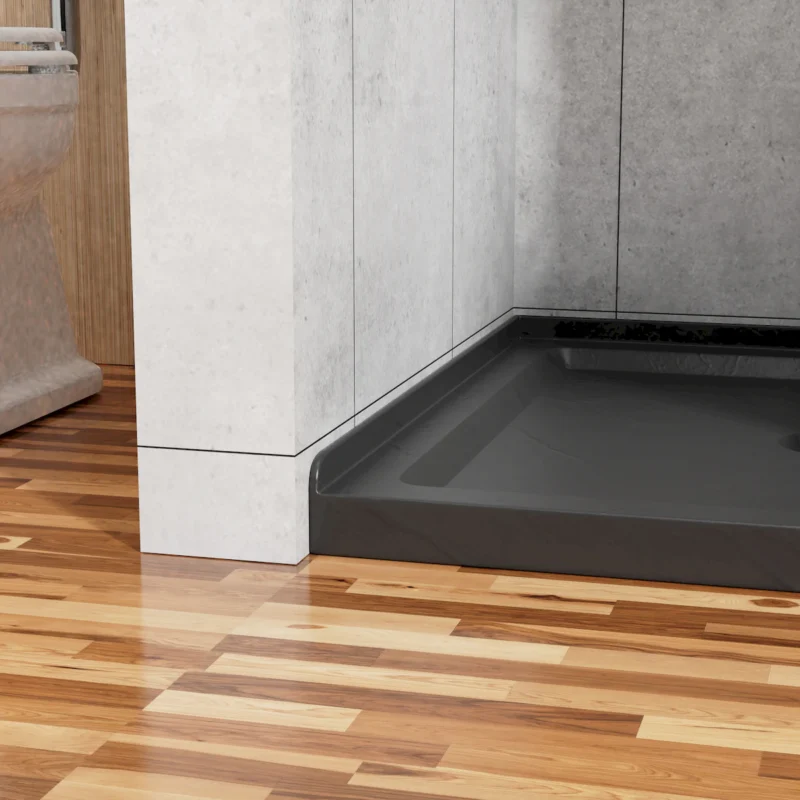 Goodyo 36"x36" Shower Base 3.5" Height Anti-slip Acrylic Center Drain Single Threshold Shower Base in Slate Black - Image 3