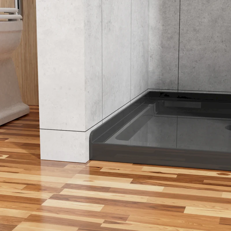 Goodyo 36"x36" Shower Base 3.5" Height Anti-slip Acrylic Center Drain Single Threshold Shower Basin in Black - Image 2