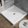 Goodyo 36"x36" Shower Base 3.3" Height Anti-slip Acrylic Center Drain Double Threshold Shower Basin in White  - Image 2