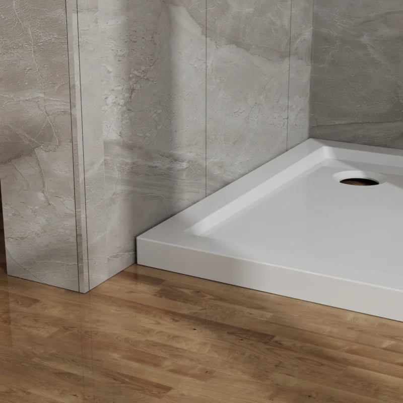 Goodyo 32x32 in Shower Base, Centered Drain No Threshold Shower Pan, White - Image 4