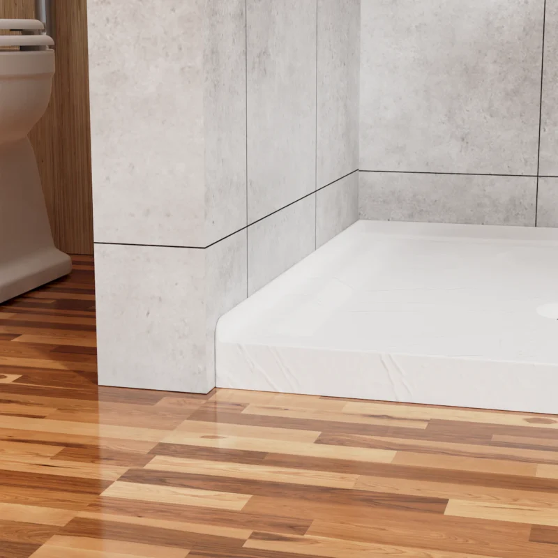 Goodyo 36"x36" Shower Pan 3.3" Height Double Threshold Shower Base in Slate White, Anti-slip Acrylic, Center Drain (no Drain Sets)  - Image 5