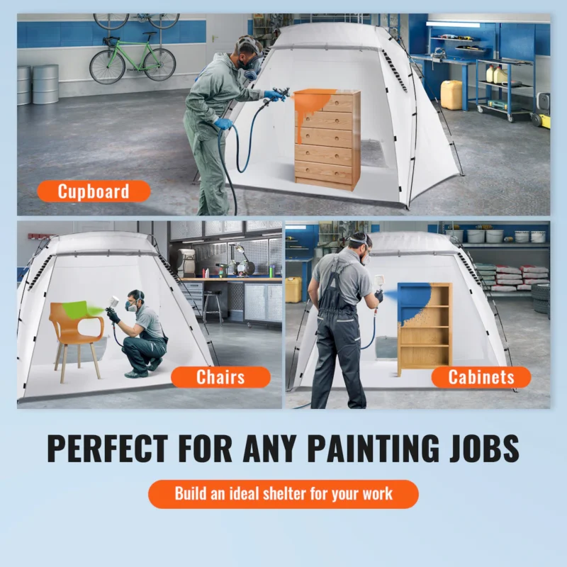 Portable Paint Booth, Larger Spray Paint Tent with Built-in Floor & Mesh Screen, Painting Tent Station for Furniture DIY Hobby Tool, 7.5x5.2x5.2ft Spray Paint Shelter - Image 5