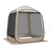 Screen House Tent, 6 x 6 ft, 4-6 Person Pop Up Screen Tent, Portable Screened in Canopy with Carry Bag, Netting Sides, Ground Stakes, for Garden, Patio, Backyard, and Outdoor Activities, Beige - Image 7