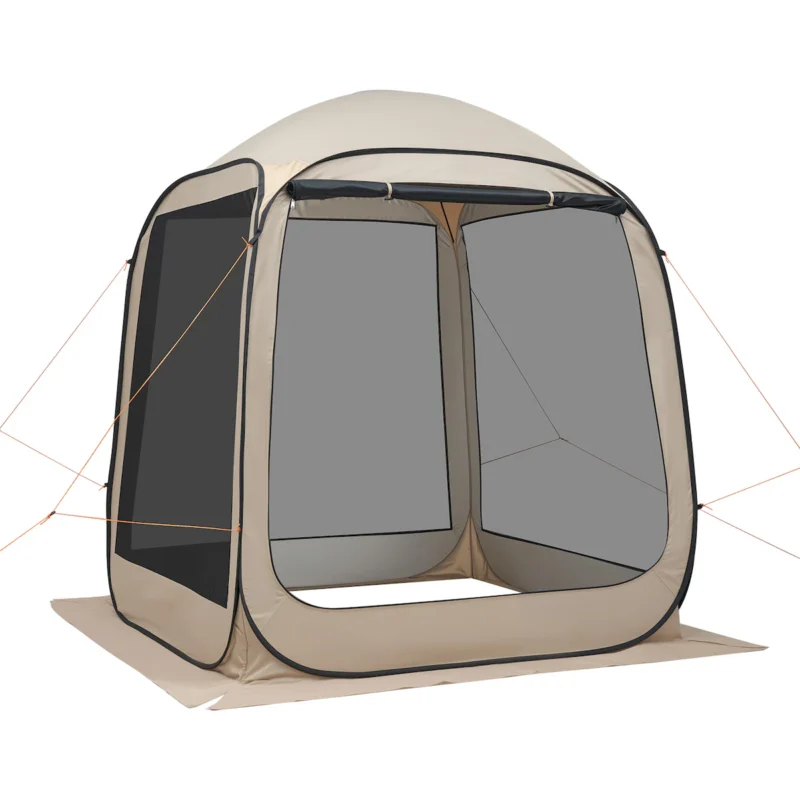Screen House Tent, 6 x 6 ft, 4-6 Person Pop Up Screen Tent, Portable Screened in Canopy with Carry Bag, Netting Sides, Ground Stakes, for Garden, Patio, Backyard, and Outdoor Activities, Beige - Image 7
