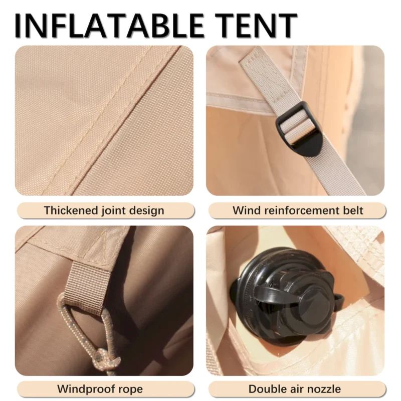 Inflatable Tent With Pump,Glamping Tents For 4-6 Person, Easy Setup 4 Season Waterproof Outdoor Tent,Waterproof Luxury Glamping Tent with 12 Mesh Window - Image 7