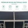 8x4ft Outdoor Resin Garden Shed with Floor and 2 Windows, Plastic Patio Outdoor Storage Shed with Lockable Door for Garden Tools, Bicycles, Trash Cans, Black  - Image 11