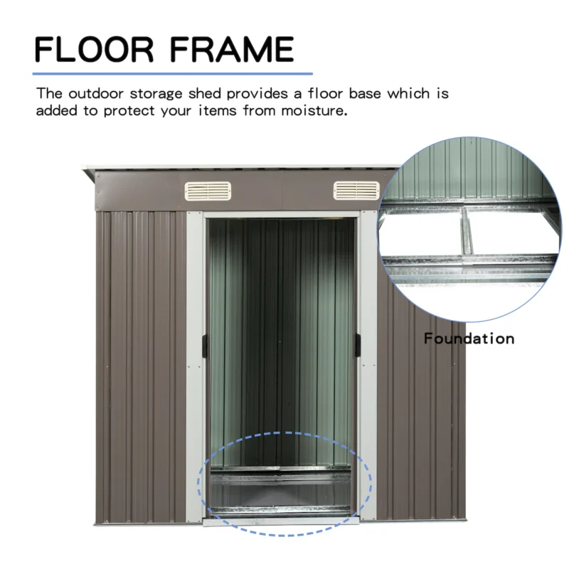 6ft x 4ft Outdoor Metal Storage Shed - Image 4