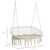 Outsunny 2-Person Hammock Chair Macrame Swing with Soft Cushion, Hanging Cotton Rope Chair for Indoor Outdoor Home Patio Backyard, White - Image 4