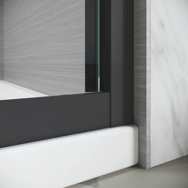 Sliding Shower Glass Door 56-60 in. W x 72 in. H, Adjustable Semi Frameless Shower Door, Certified Thick Clear Clear Tempered Glass, 304 Stainless Steel Handles, Black Finish - Image 3