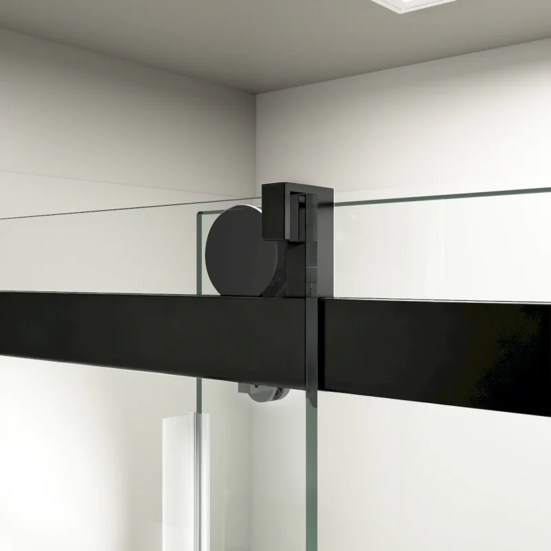 56" - 60" W x 76" H Frameless Soft-closing Single Sliding Shower Door, 3/8" (10mm) Tempered Glass with Easy-cleaning Nano-Coating, Matte Black 22D01-60MB - Image 11