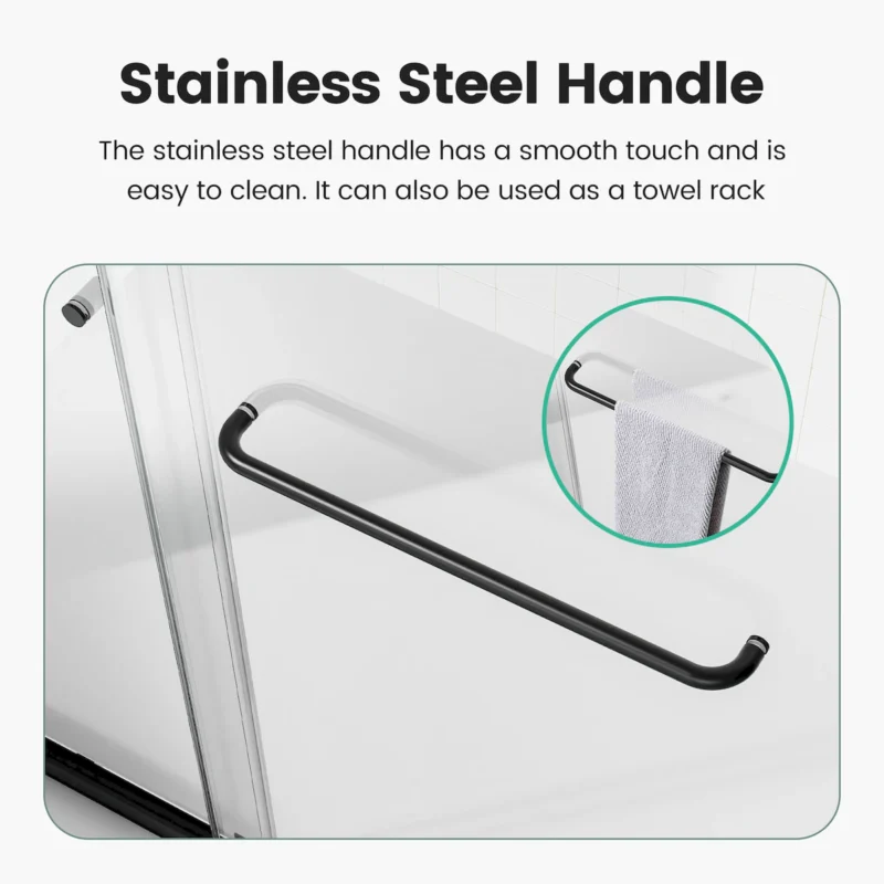 44"-48"W*72" H Semi-Frameless Double Sliding Shower Door, Bypass Shower Door, 1/4" (6mm) Thick SGCC Tempered Glass Door, Matte Black - Image 4