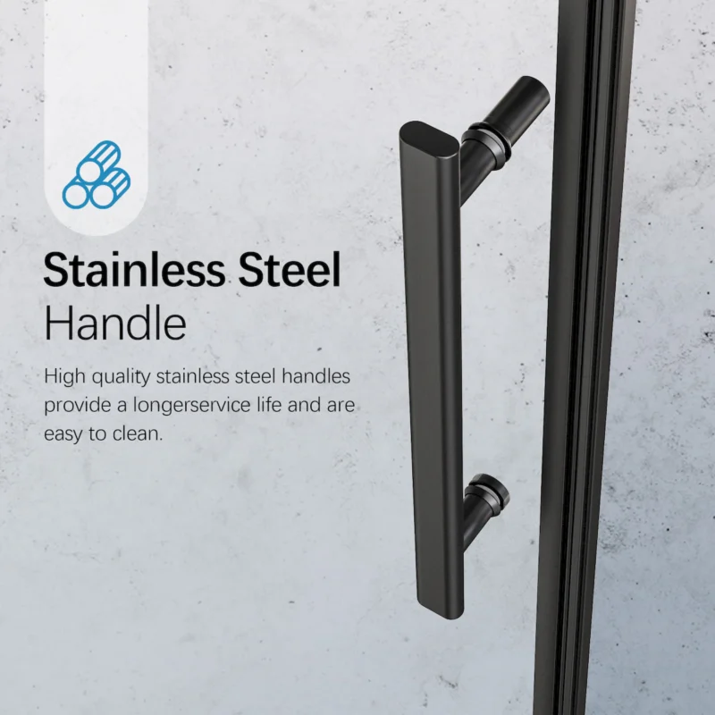 46-48" W * 76" H Frameless Single Sliding Shower Door, Bathroom Sliding Shower Door, 5/16" (8mm) Thick SGCC Tempered Glass Door, Matte Black - Image 7